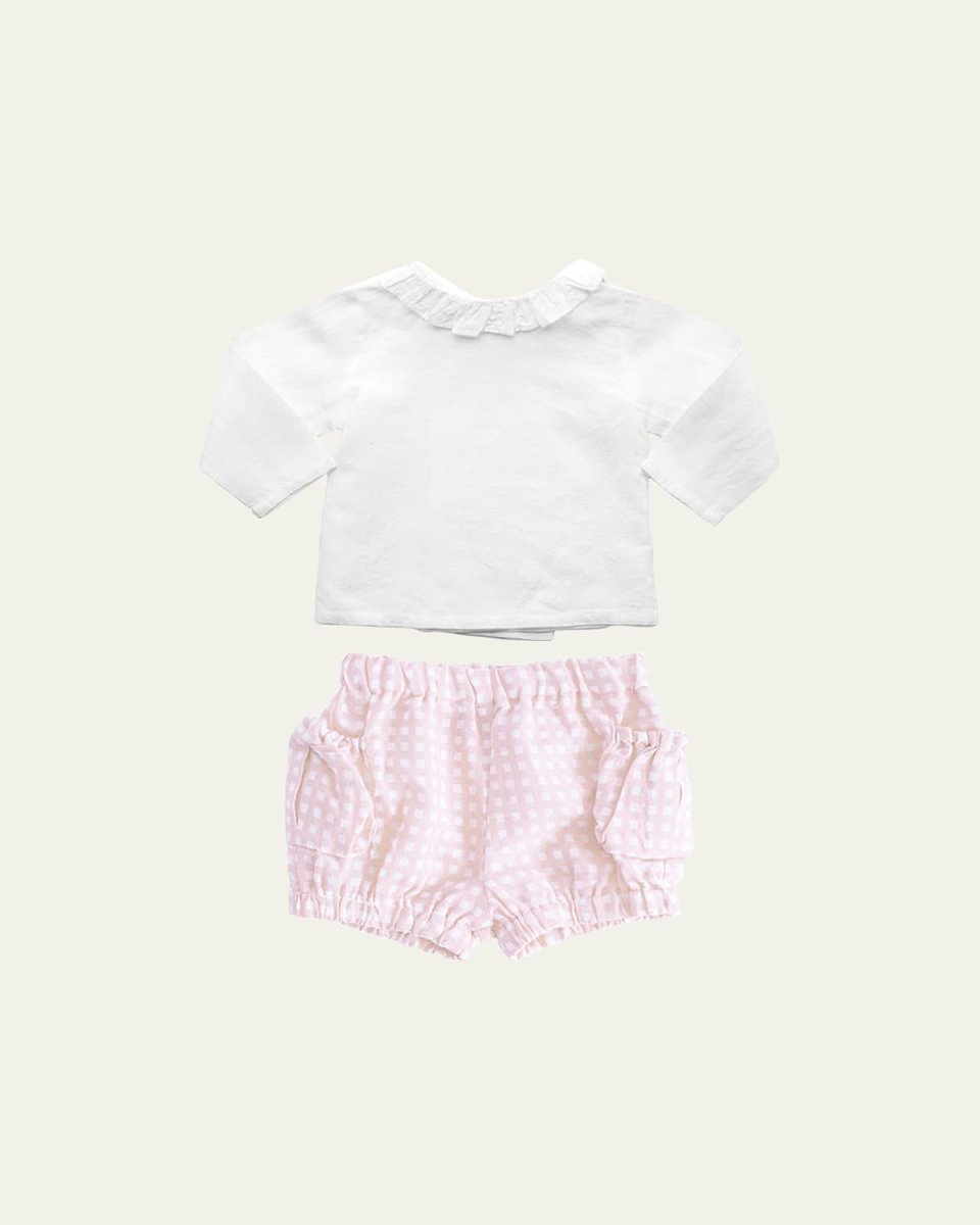 Girl's Two-Piece Blouse W/Shorts Set, Size Newbor